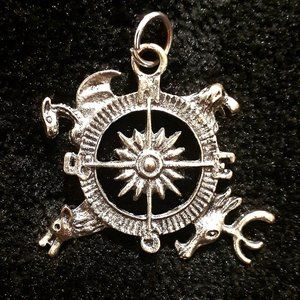 Game of Thrones Four House pendant with central sun and compass rose
